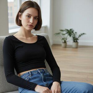 Urban Social Off The Shoulder Long Sleeve Top Black Size Small Boho